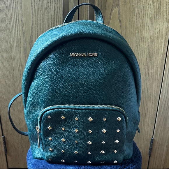 Michael Kors - Erin Medium Green Studded Backpack - Picture 3 of 15
